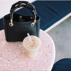 Free people bag with faux  bamboo handles